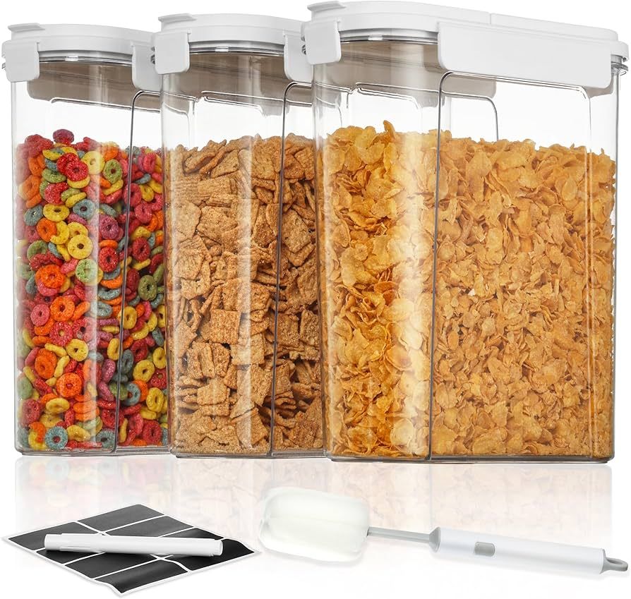 Vtopmart Cereal Containers Storage Set, 3 PCS Airtight Food Storage Containers with Flip-Top Lids... | Amazon (US)