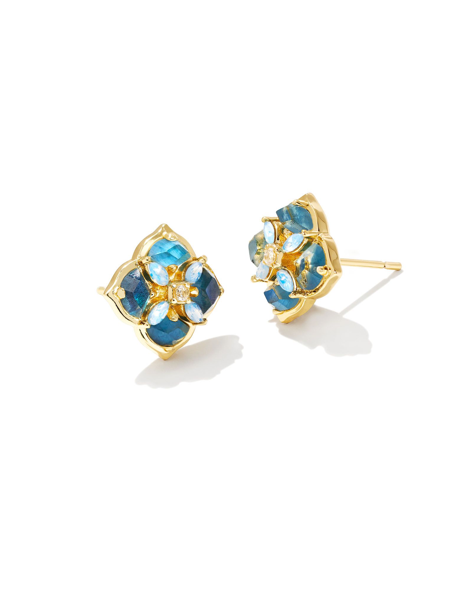 Dira Stone Gold Stud Earrings in Blue Mix | Kendra Scott