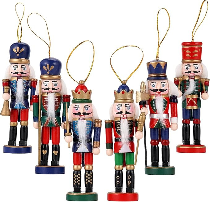 COMBIUBIU Christmas Decorations Nutcracker Hanging Ornaments,Wooden Nutcracker Figures,Festive Co... | Amazon (US)