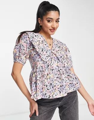 Influence collared cotton blouse in floral print | ASOS (Global)