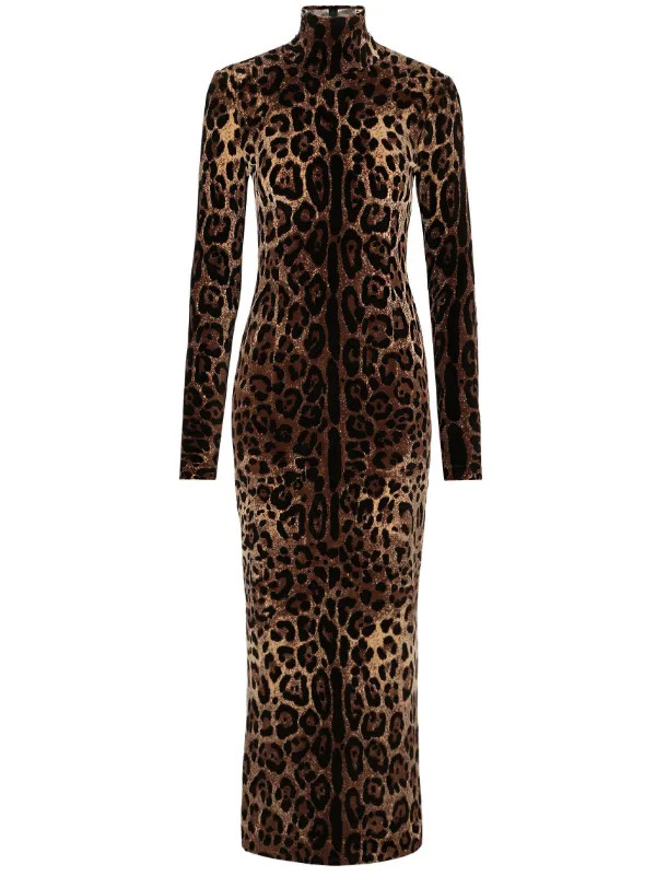 Dolce & Gabbana leopard-print mid-length Dress | Brown | FARFETCH UK | Farfetch Global