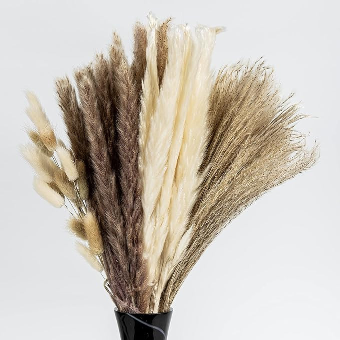 Pampas Grass 85 Pcs 17.5 inch - Boho Home Decor Pampas Grass - Natural Dried Flowers for Wedding ... | Amazon (US)