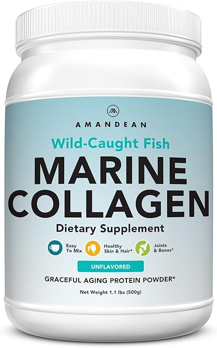 AMANDEAN Marine Collagen Peptides Powder. 500g Wild-Caught Hydrolyzed Fish Collagen Supplement. T... | Amazon (US)