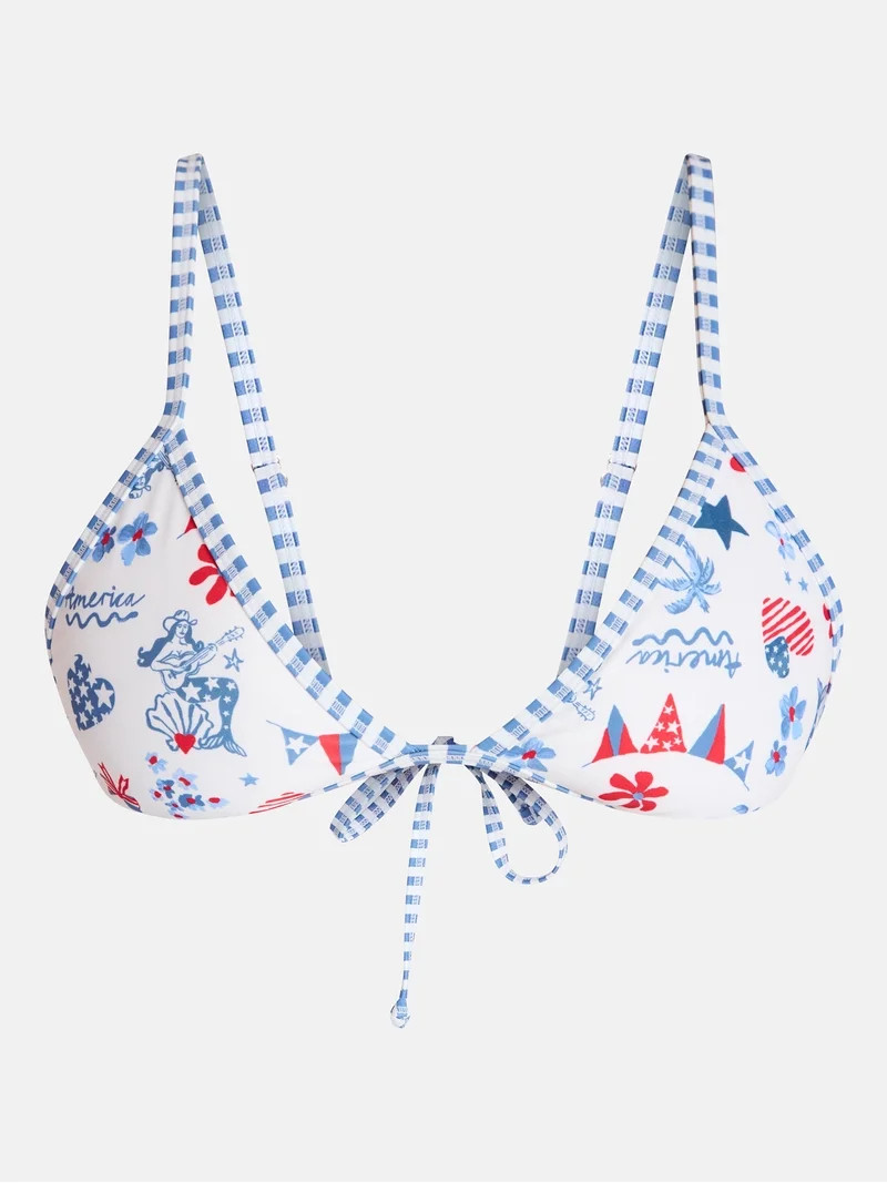 No Boundaries Celebration Print Reversible Bikini Top, Women's XXS-XXL | Walmart (US)