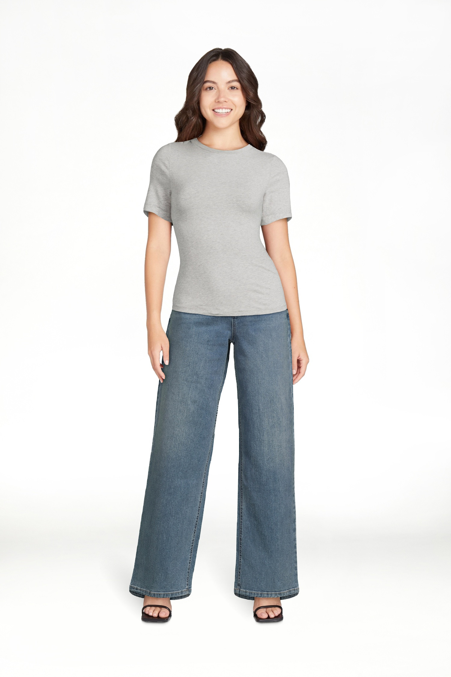 Scoop Women’s and Women’s Plus Stretch Cotton Baby Tee with Short Sleeves, XS-4X - Walmart.co... | Walmart (US)