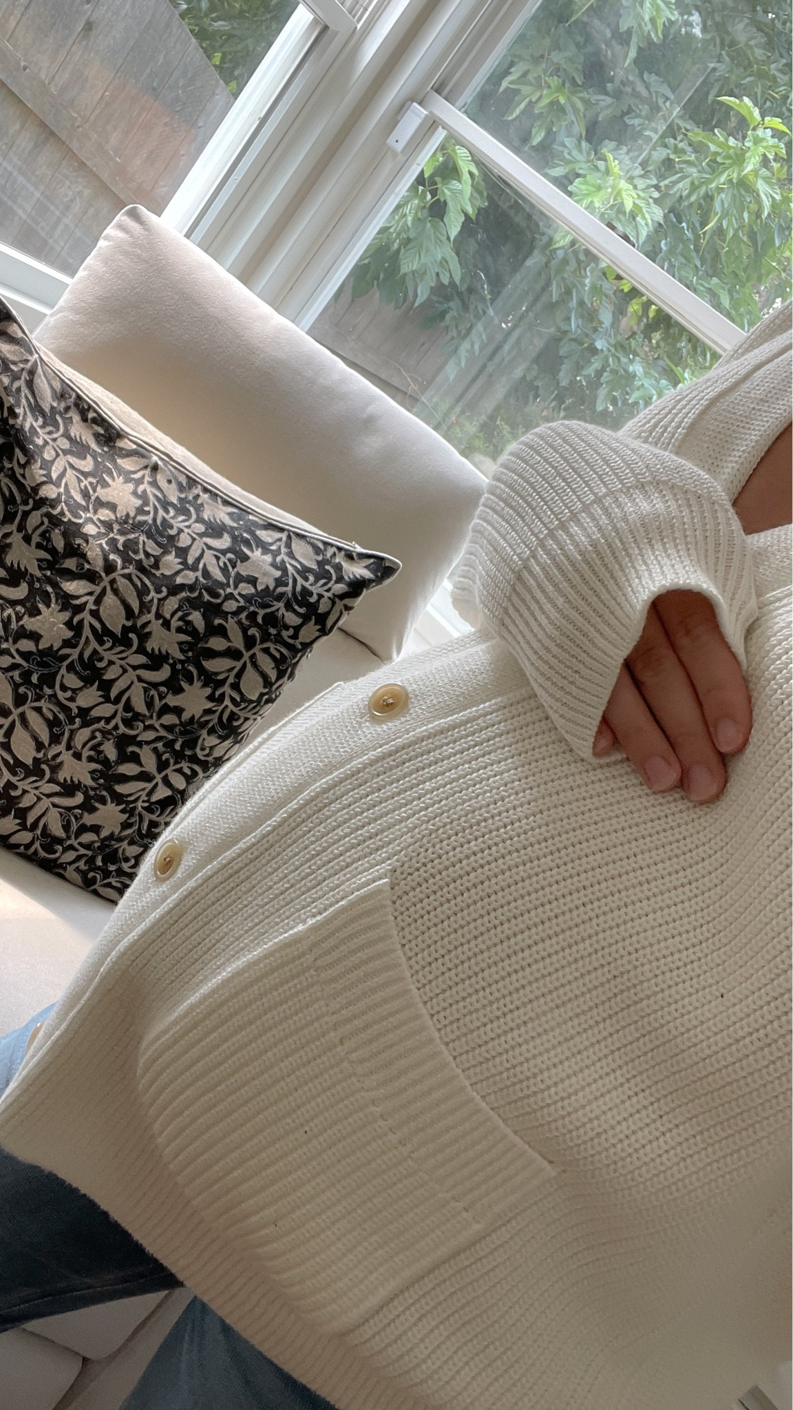 Indoor sweater weather 🤍 love this classic cardigan that’s bump-friendly. Wearing an my usual size and there’s plenty of room. 

#LTKstyletip #LTKbump #LTKSeasonal