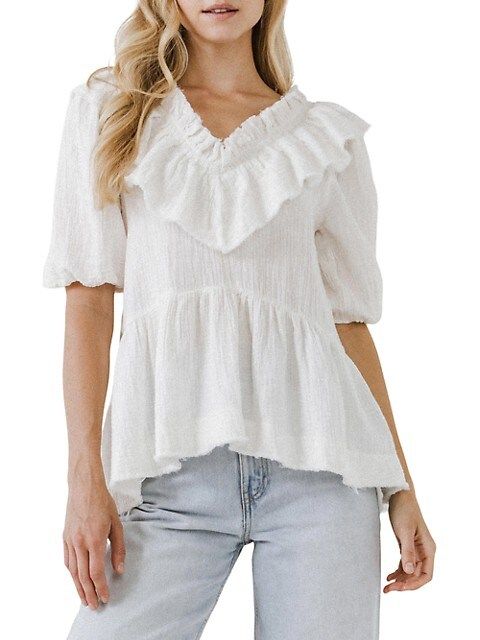 Ruffle Neckline Top | Saks Fifth Avenue OFF 5TH