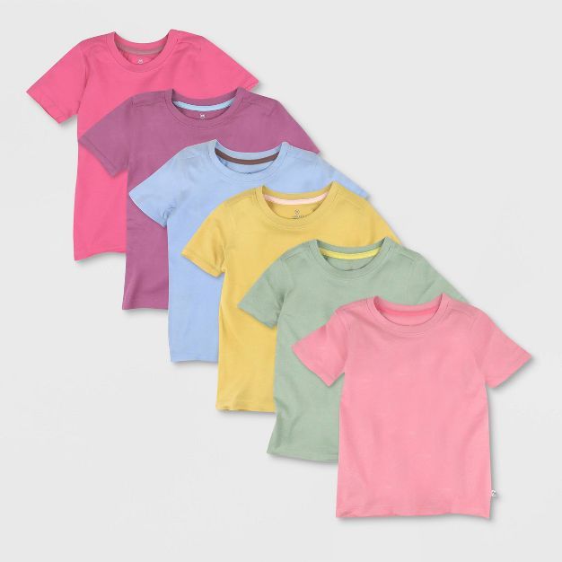 Honest Baby Toddler Girls' 6pk Autumn Short Sleeve T-Shirt - Pink | Target