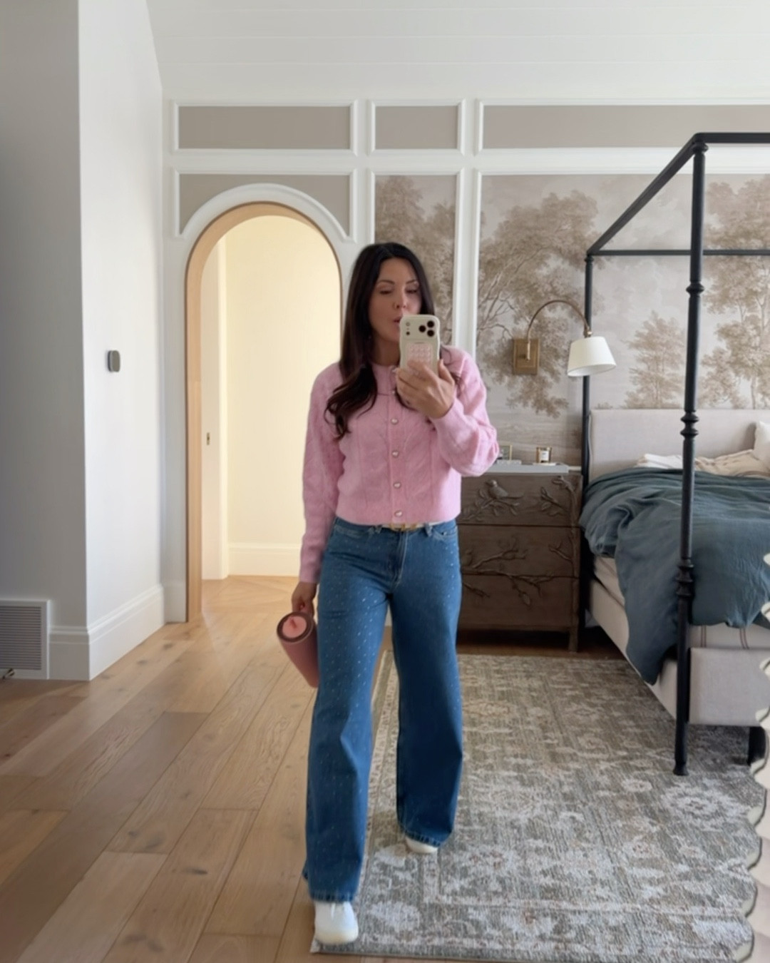 The CUTEST of my latest Walmart finds that I’ve been obsessed with! The pearl details in the pink sweater, the rhinestone jeans, a matching pink sweat set, the bow sweater, and the pearl jeans! Walmart has some seriously good finds

#LTKootd