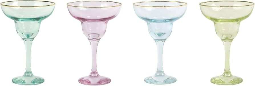Vietri viva Rainbow Margarita Glass, 6.5" x 4oz, Set of 4 - Cocktail Drink Glassware, Italian Bar... | Amazon (US)