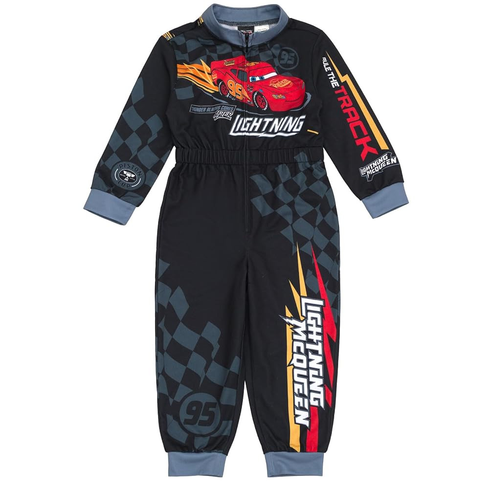 Disney Cars French Terry Racing Zip Up Coverall Toddler to Big Kid Sizes (2T - 10-12) | Amazon (US)