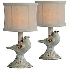 Forty West Robin Blue 12" High Accent Table Lamps Set of 2 | www.lampsplus.com | Lamps Plus