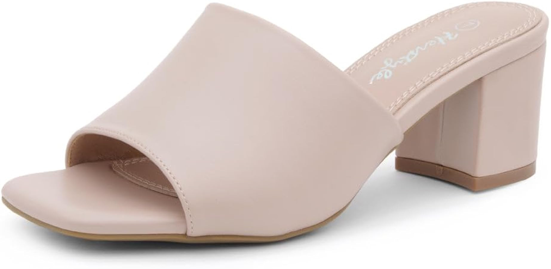 Herstyle Low Block Heels for Women – Slip-On Mules, Square Open Toe 2.5 Inch Comfort Chunky Hee... | Amazon (US)