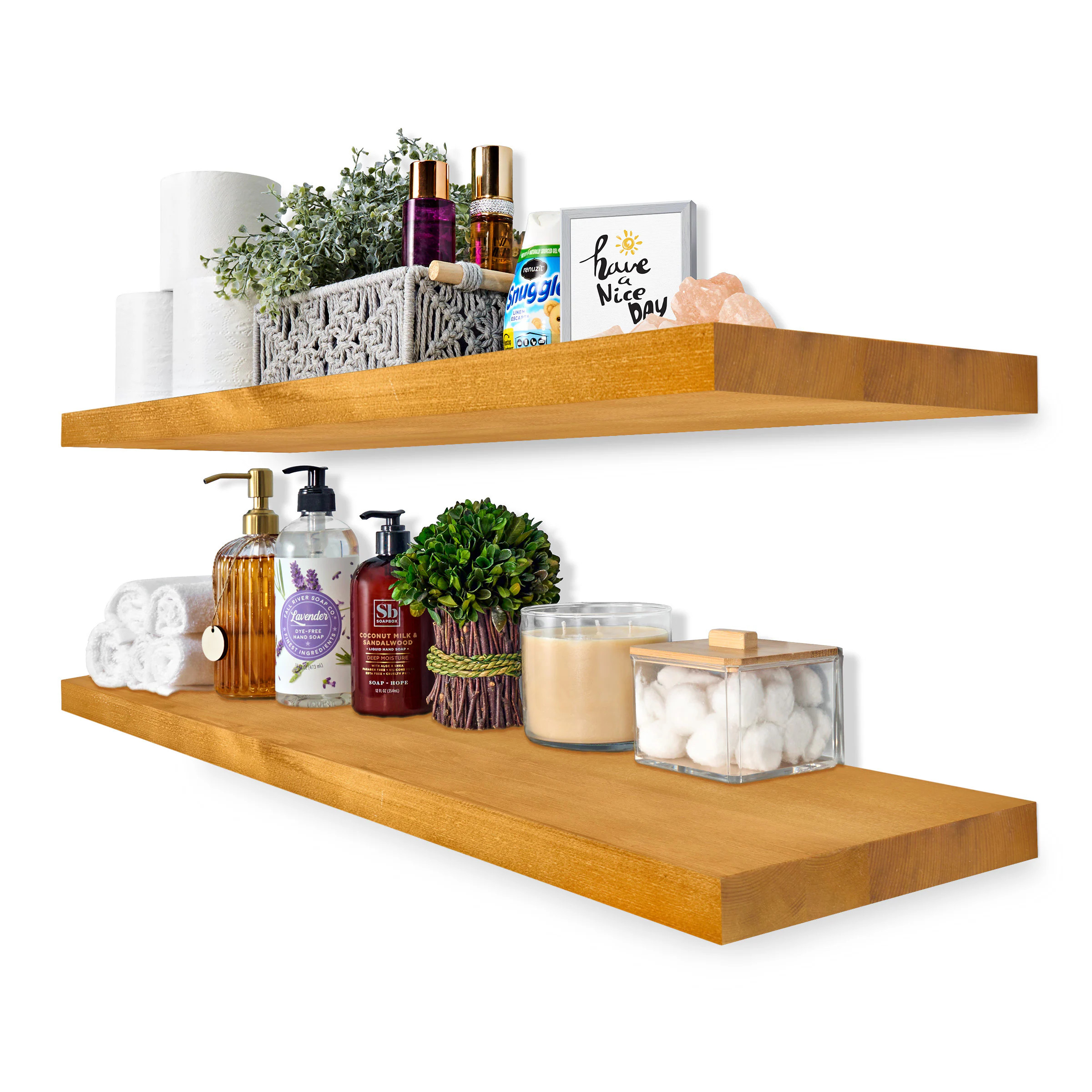 SORBUS 2 Pack 35 Inch Solid Wood Floating Shelves for Bathroom Decor Books Bedroom and Living Room one_size in Brown | 192405033582 | Lowe's