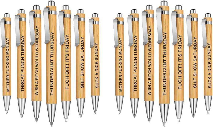 14-Piece Funny Bamboo Pen Set for Sarcastic Souls, Unique Days of The Week Mood Ballpoint Pens wi... | Amazon (US)