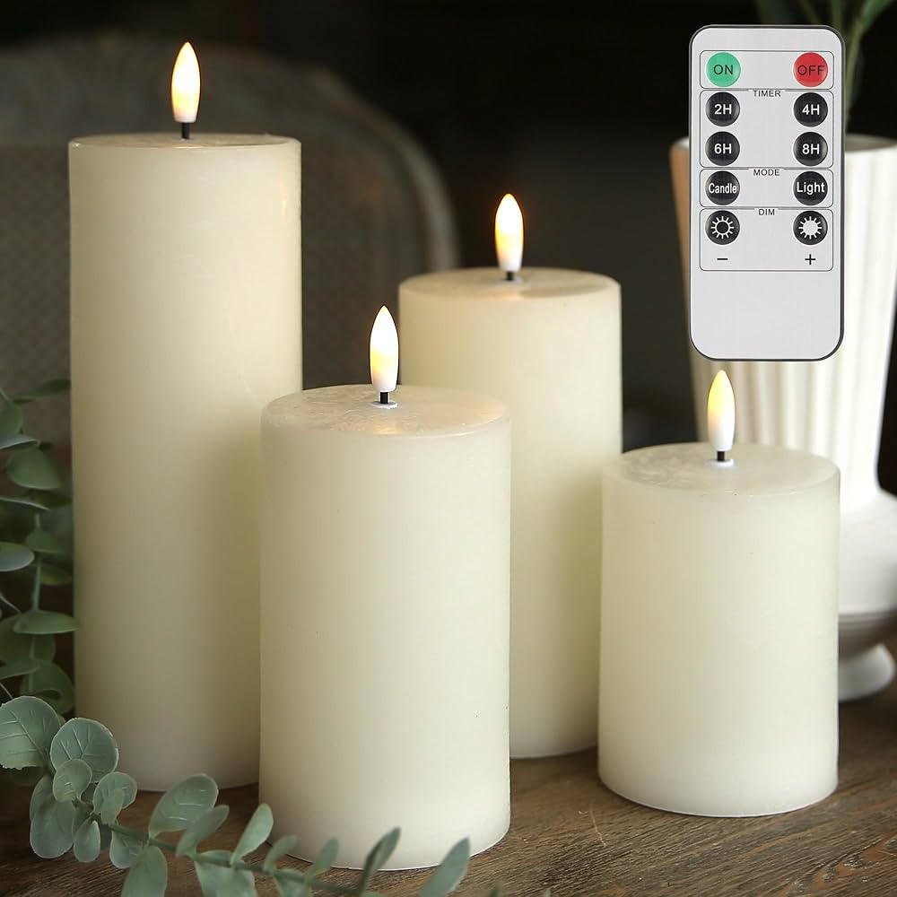 LUSHABOR Flameless Candles, Battery Operated Candles with Remote Timer, Real Wax LED Candles Flic... | Amazon (US)