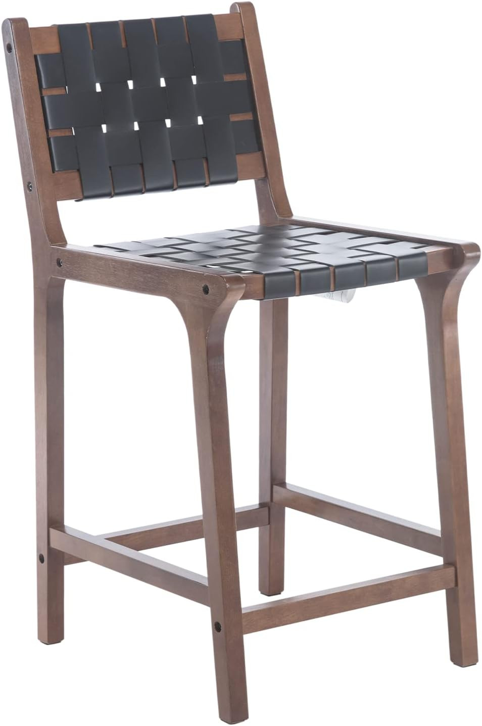 Chairus 23.5" Faux Leather Counter High Bar Stools Set of 2 with Woven Seat and Backrest Modern S... | Amazon (US)