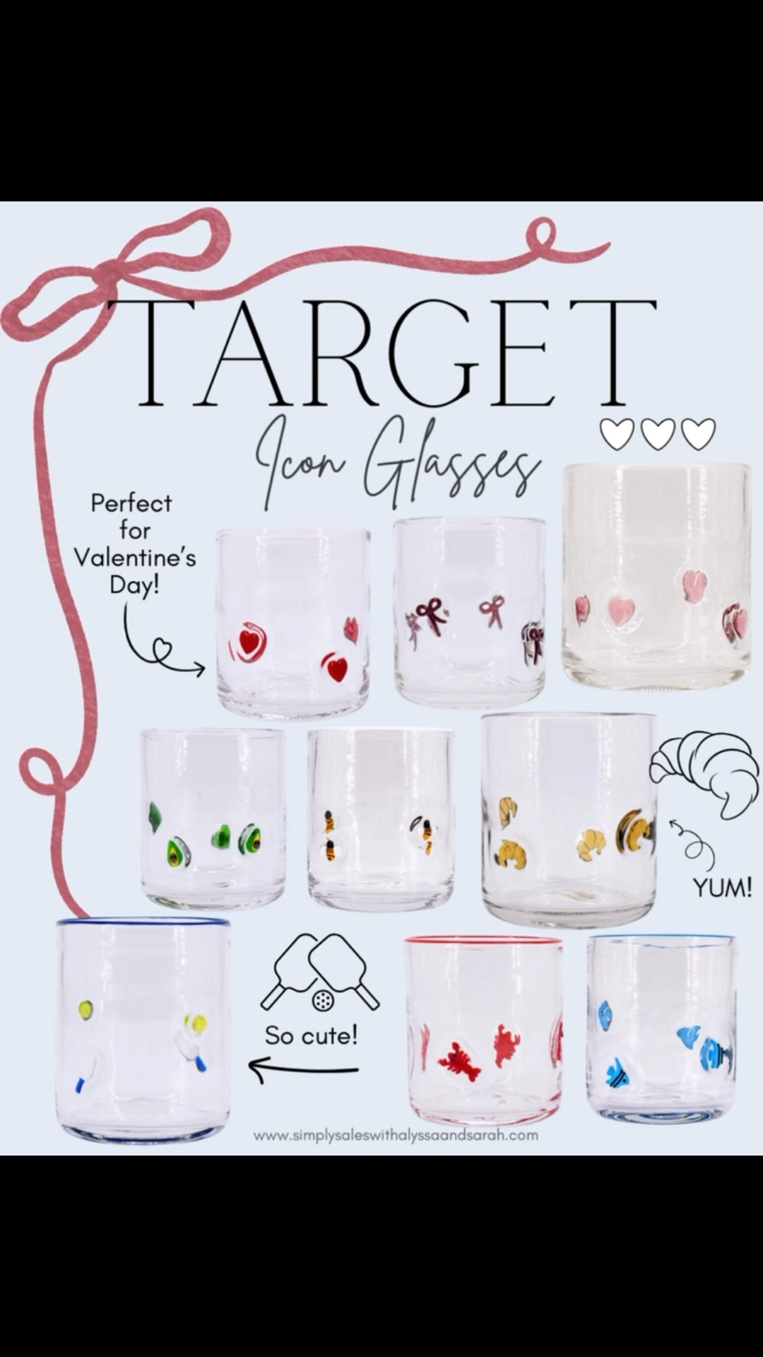 Target really did something here. These icon glasses are so cute and very much giving Anthro vibes… without the Anthro price tag 😅
They’re $7.99, come in all the fun designs (hearts, bows, croissants, bees, avocados, etc.), and are such a good pick for Valentine’s Day. Fill them with cute chocolates and give them to your Valentine.
We’ve been playing pickleball nonstop in Florida, so of course we grabbed a set. Can’t wait for post-match mocktails in these because for some reason drinks just taste better in a cute glass.
As always, save an extra 5% with your RedCard.


#LTKHome #LTKfoodie #LTKSeasonal