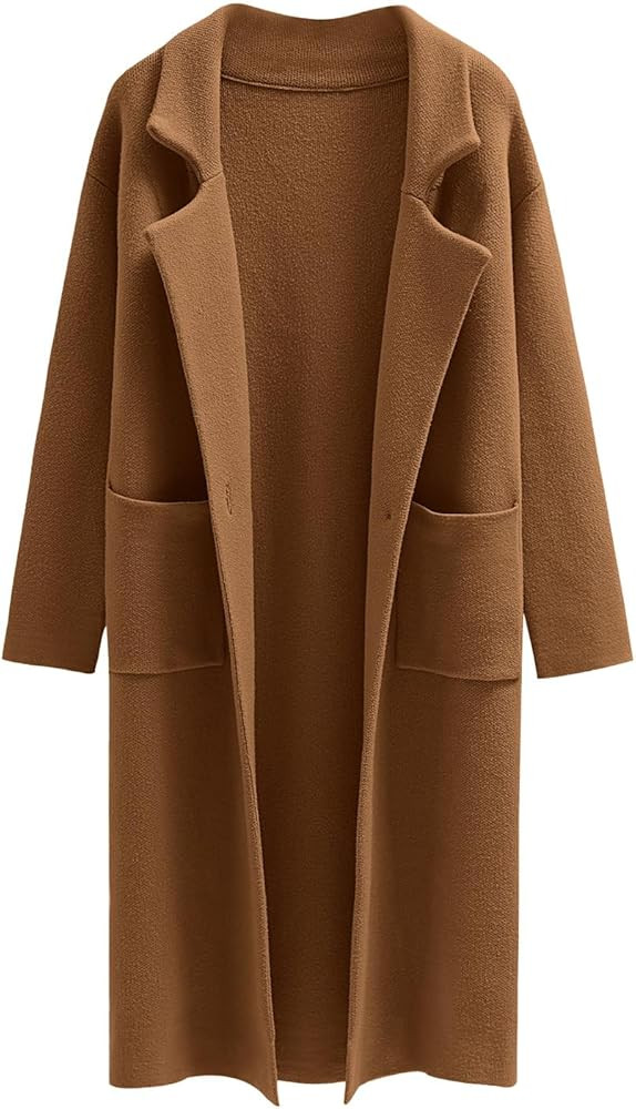 ANRABESS Womens Long Sweater Coats Open Front Knit Cardigans Long Sleeve Lapel Oversized Fall Win... | Amazon (US)