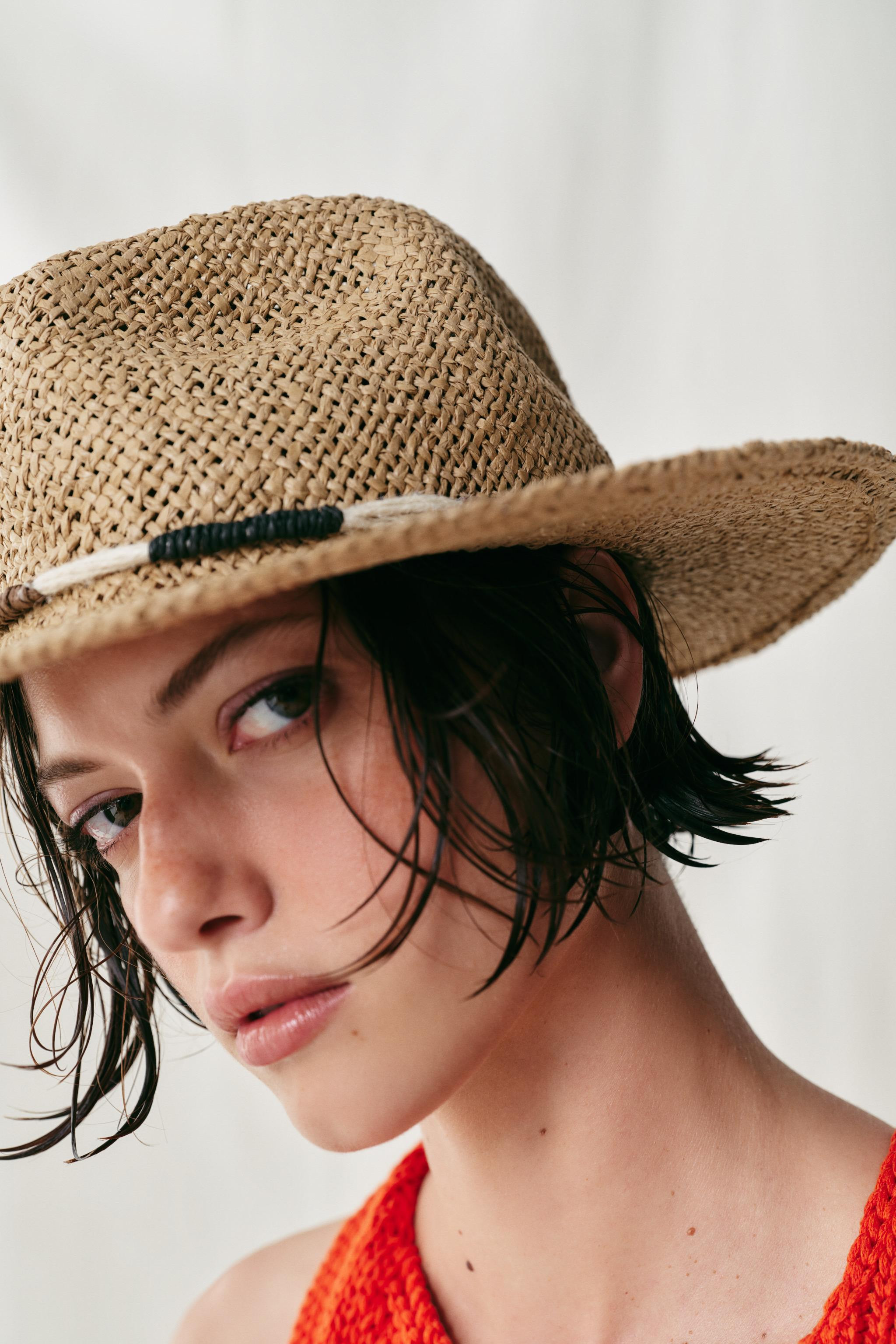 WOVEN PAPER HAT WITH CORD | Zara Canada
