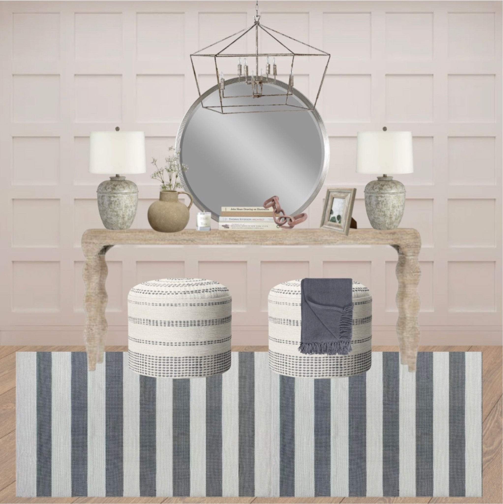 Neutral, farmhouse style entryway. Rustic Home Decor. Console table styling. Entryway Decor Ideas. 

#LTKU #LTKhome #LTKstyletip