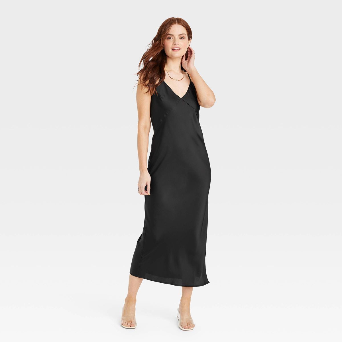 Women's Midi Slip Dress - A New Day™ Black M | Target