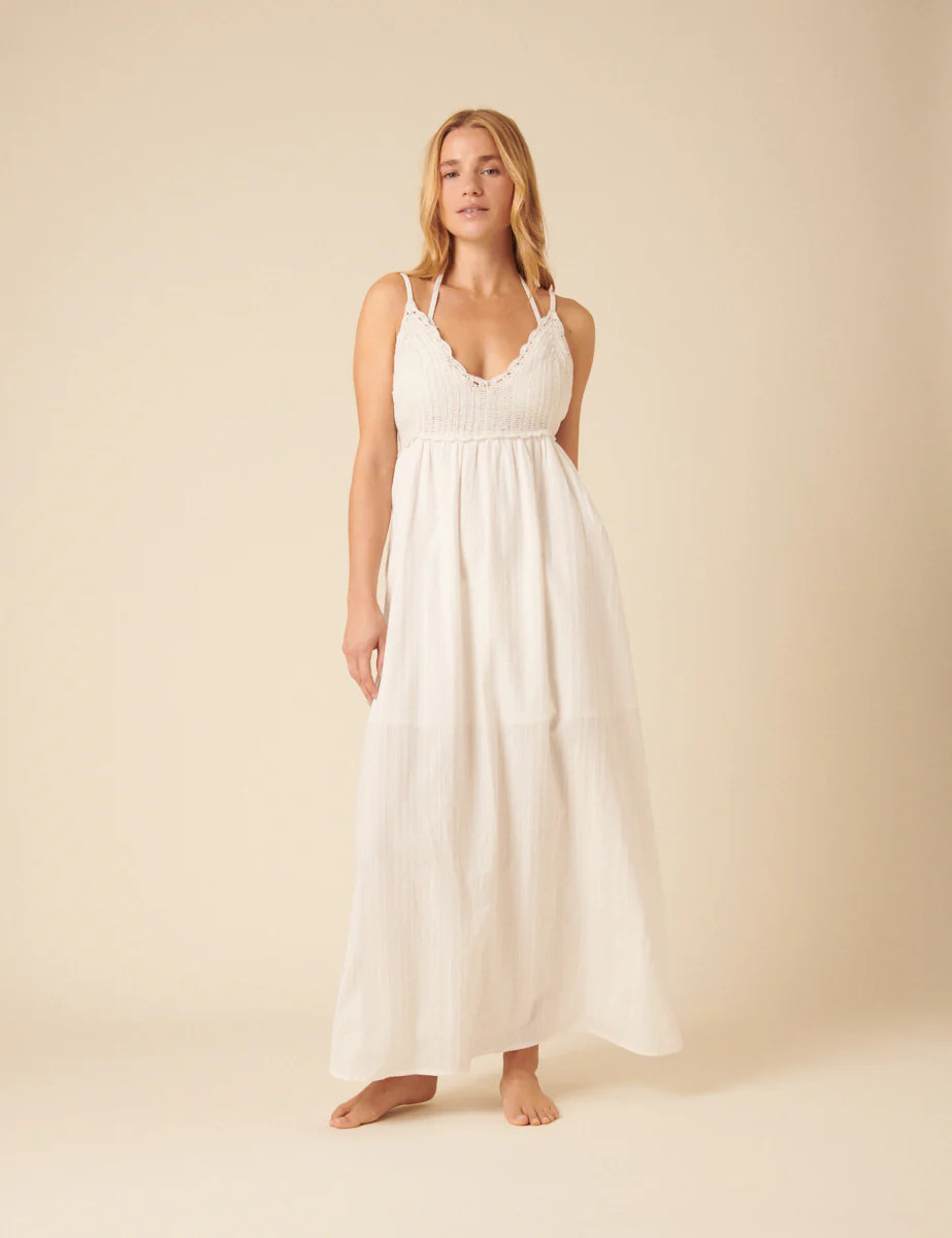 White Mock Crochet Midi Dress | Nobody's Child