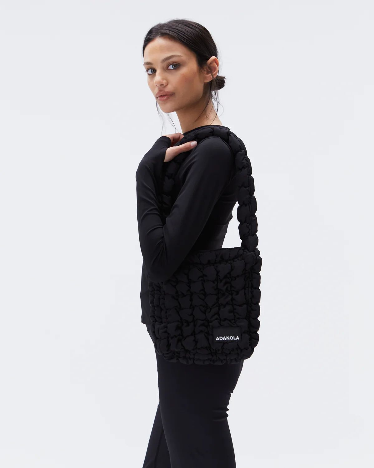 Textured Shoulder Bag - Black | Adanola UK