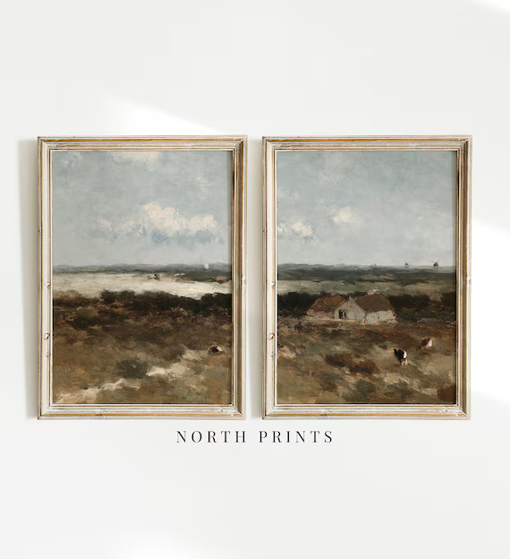 Vintage Farmhouse Landscape Print SET  Moody Antique | Etsy | Etsy (US)