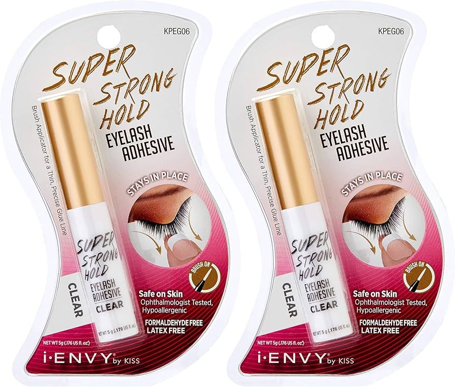 KISS i Envy Eyelash Adhesive Super Strong Hold Clear KPEG06 (2 Pack) | Amazon (US)