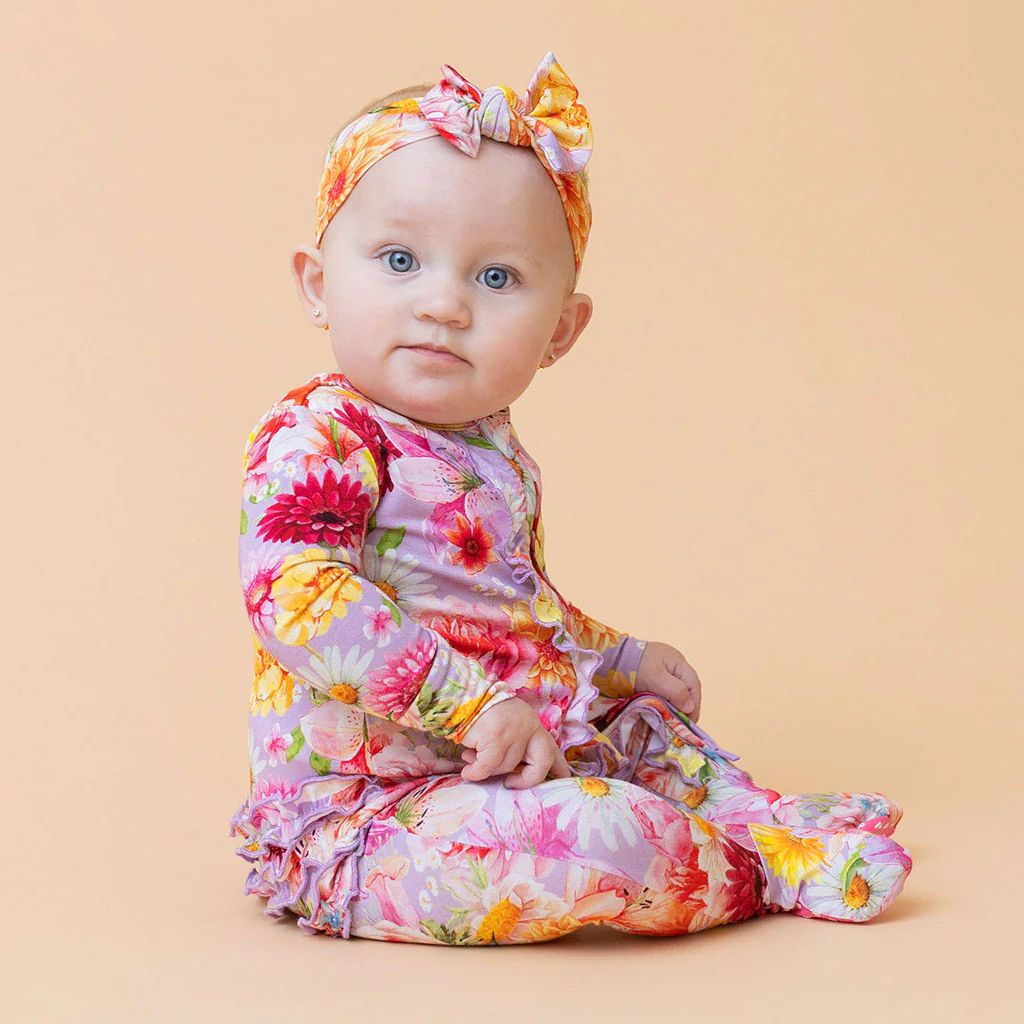 Floral Purple Baby Footie Pajamas | Nala | Posh Peanut
