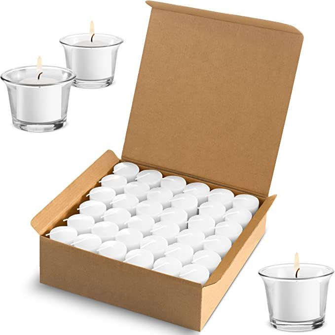 Votive Candles Wedding Dinner, Holiday Home Decoration Unscented 10 Hour Burn - Set of 72 (Clear ... | Amazon (US)