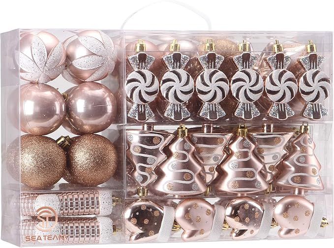 Sea Team 77-Pack Assorted Shatterproof Christmas Balls Christmas Ornaments Set Decorative Baubles... | Amazon (US)