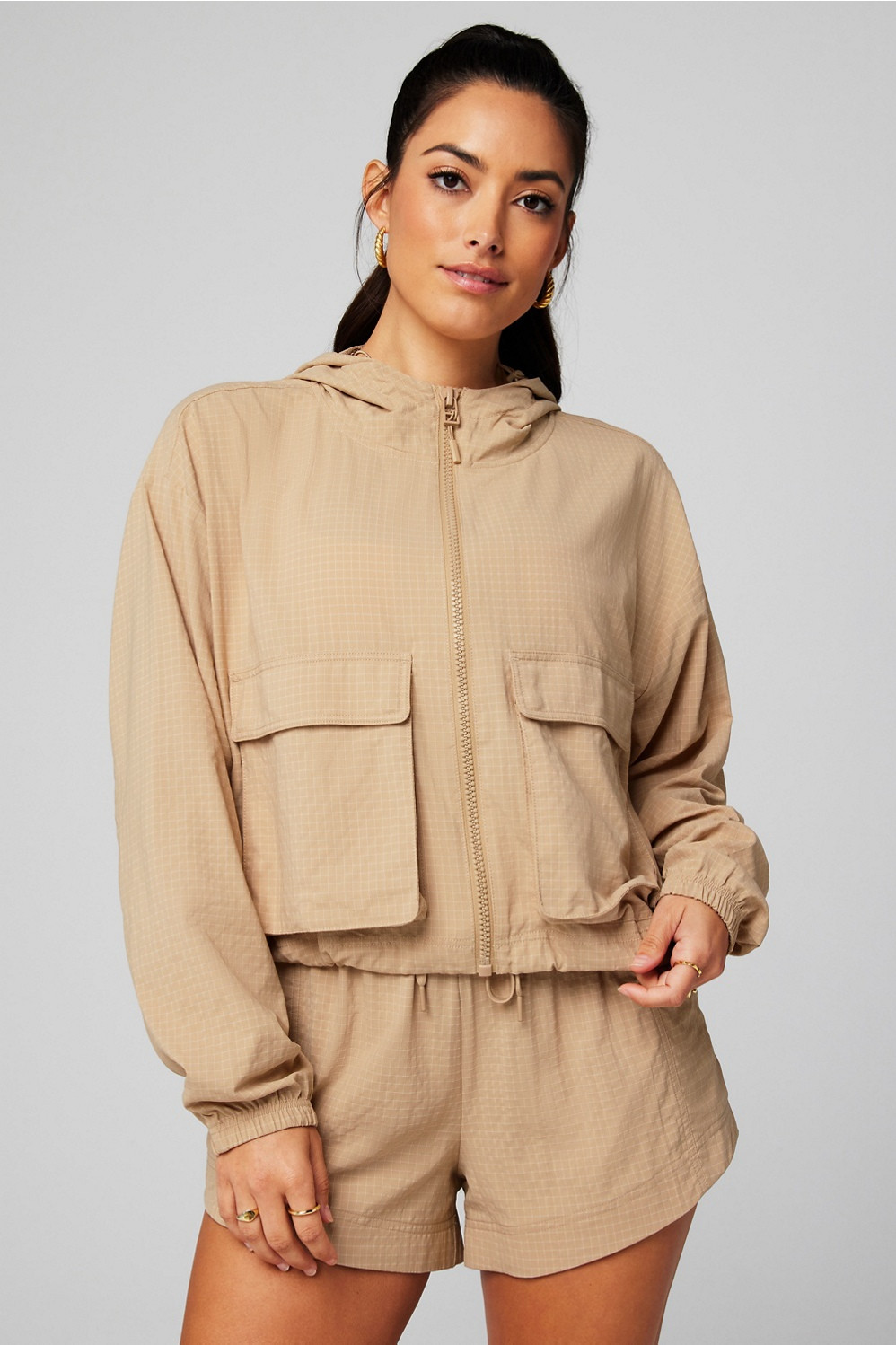 Ripstop Cropped Cargo Jacket | Fabletics - North America