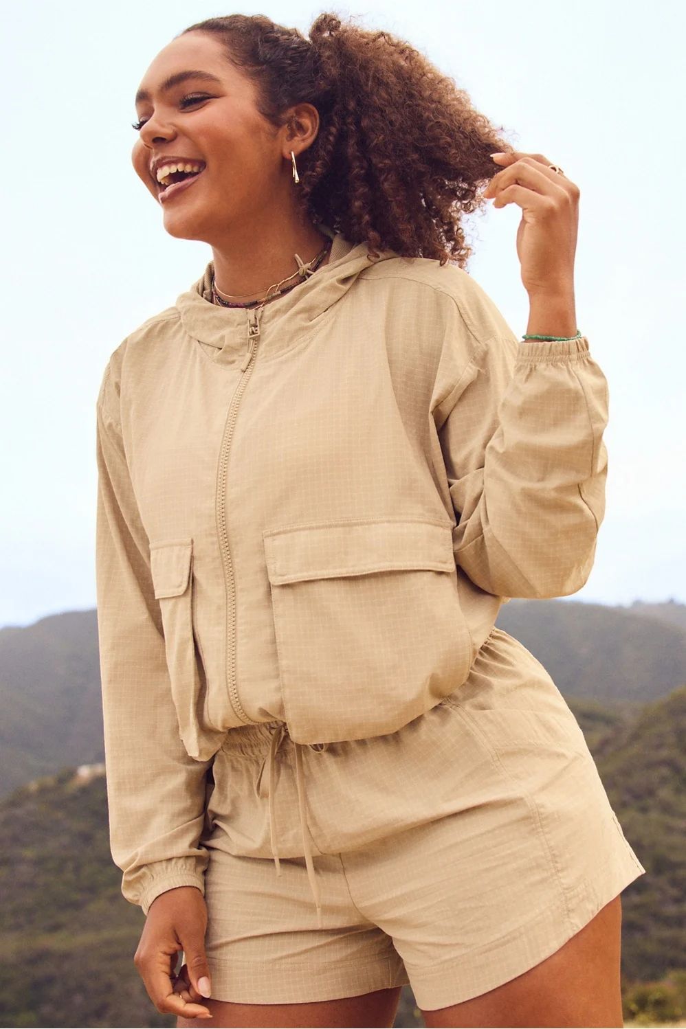 Ripstop Cropped Cargo Jacket | Fabletics - North America