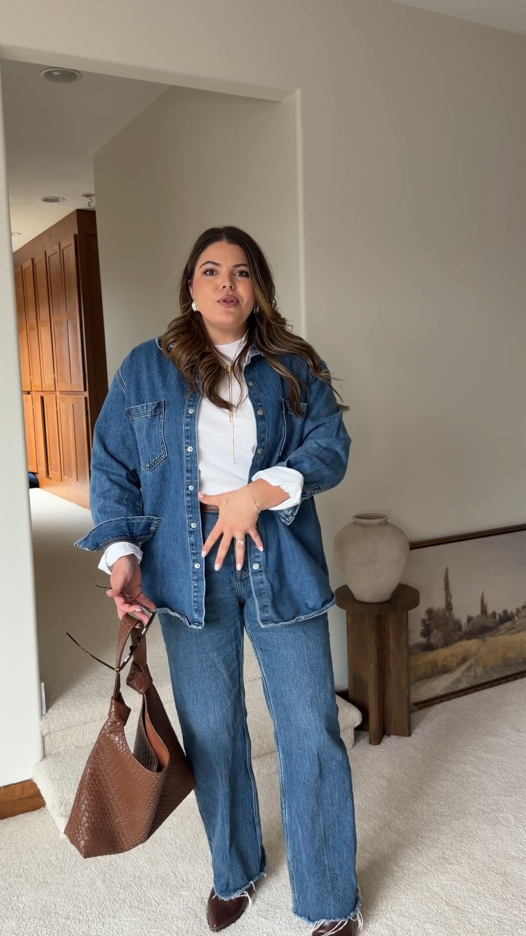 Winter to spring transition outfit - denim on denim!

Love these wide leg jeans from Abercrombie they fit that thick tummy girls so well. In size 32. Size 14/XL in the denim top as well! 

Like this post so you get alerted if any of it goes on sale! 

Midsize, size 14 ￼, side 12, denim jacket, spring outfit 2026, Abercrombie jeans ￼
@abercrombie 

#LTKmomlife #LTKgrwm #LTKootd