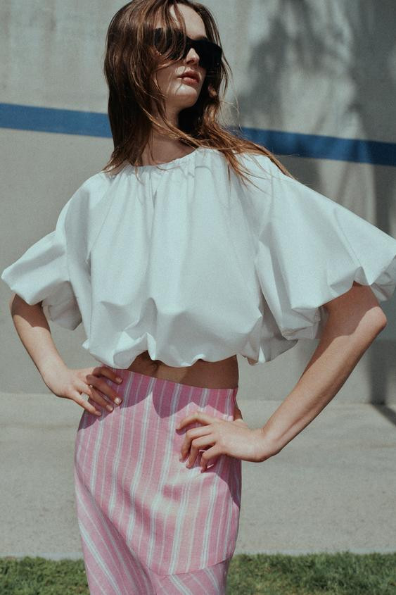 BALLOON POPLIN TOP | Zara US