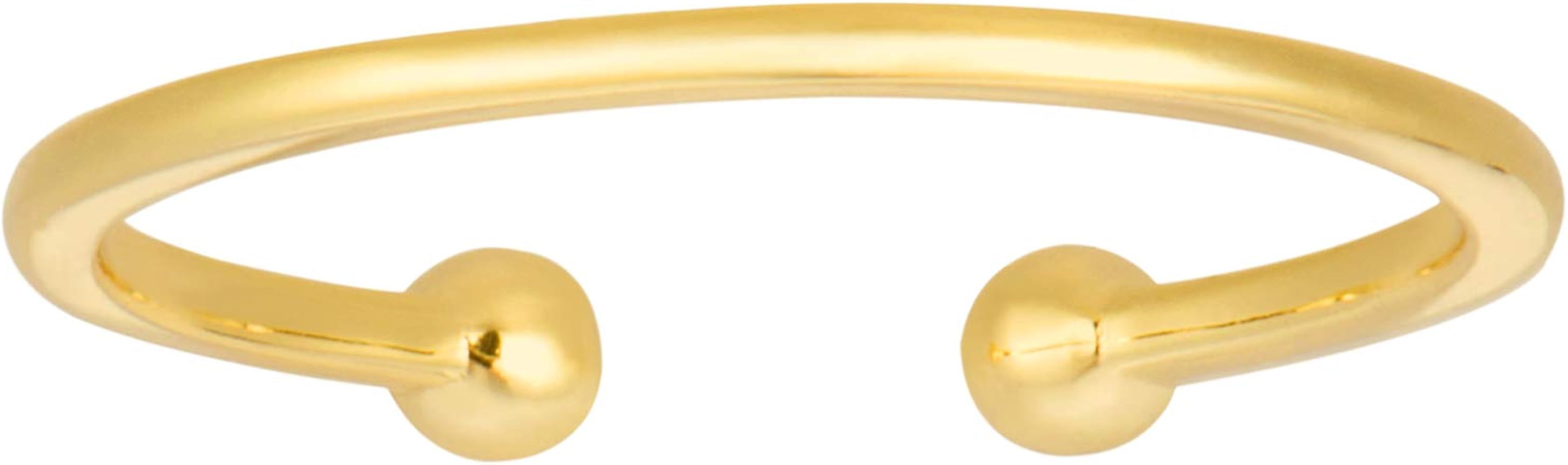18K Gold Plated Sterling Silver Gold Open Beaded Cuff Ring | Dainty Open Ring Adjustable Two Ball... | Amazon (US)