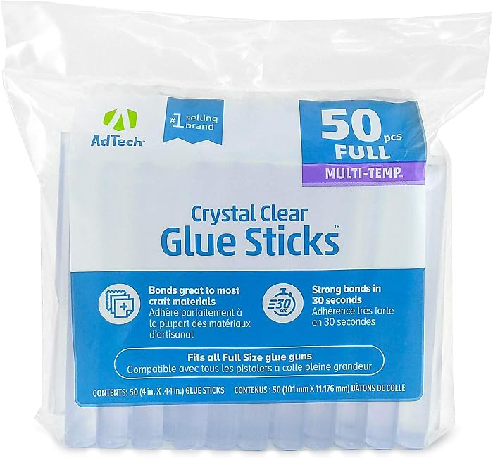 AdTech Crystal Clear Hot Glue Gun Sticks (W220-14ZIP50) \u2013 Full Size Hot Glue Sticks. All-pur... | Amazon (US)