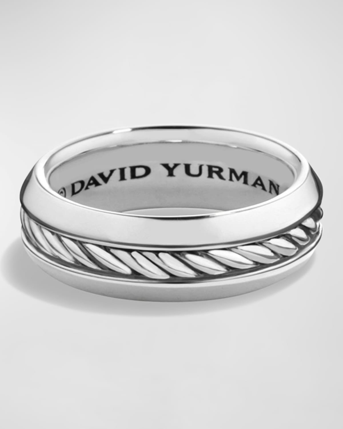 8mm Men's Cable Ring in Silver | Neiman Marcus