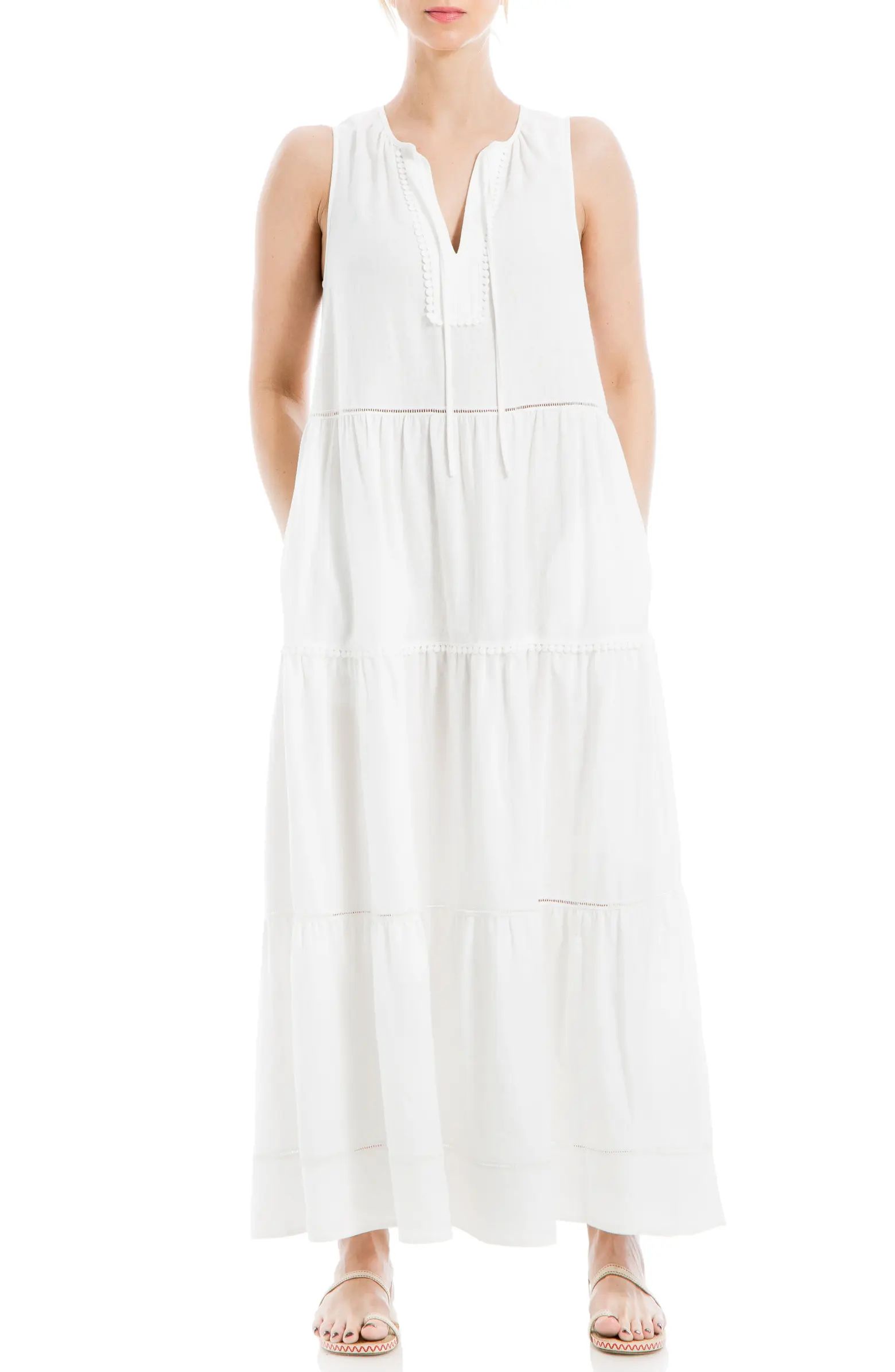Tiered Linen Blend Maxi Dress | Nordstrom Rack