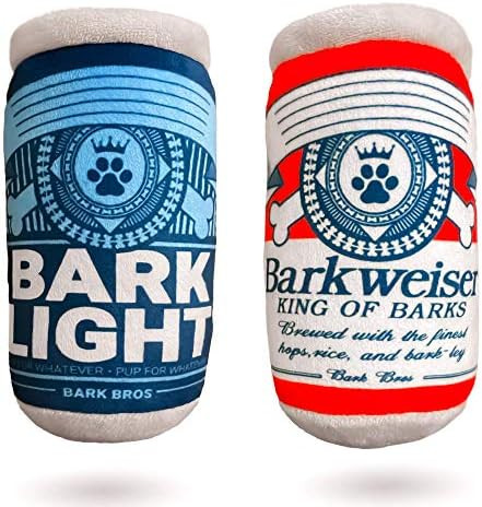 Bark Bros - Barklight Barkweiser - Two Pack Plush Squeaky Dog Toys Funny Drink Parody - Alcohol D... | Amazon (US)