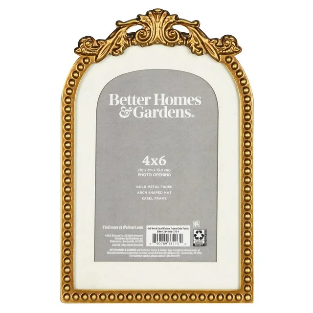 Better Homes & Gardens 5x7 Primrose Tabletop Picture Frame, Gold | Walmart (US)