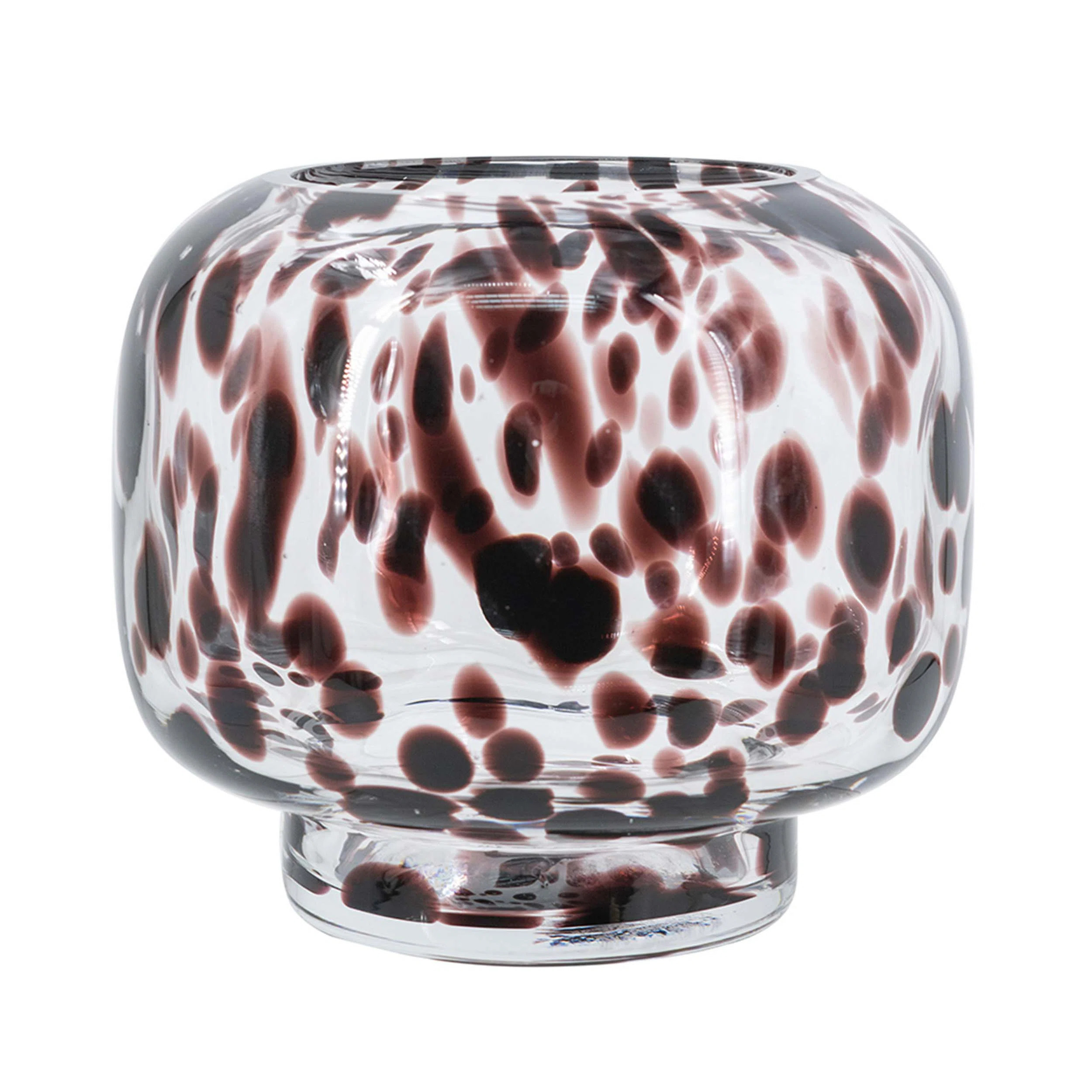 Clear Glass Accent Vase With Artistic Amber Spots, Modern Abstract Design, Compact Round Silhouet... | Wayfair North America