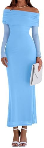 PRETTYGARDEN Fall Dresses for Women 2026 Elegant Off The Shoulder Long Sleeve Formal Wedding Gues... | Amazon (US)