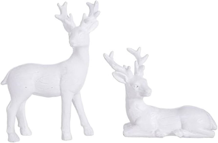 The Bridge Collection 6.25" White Christmas Reindeer Tabletop Figurines - Set of 2 Christmas Deco... | Amazon (US)