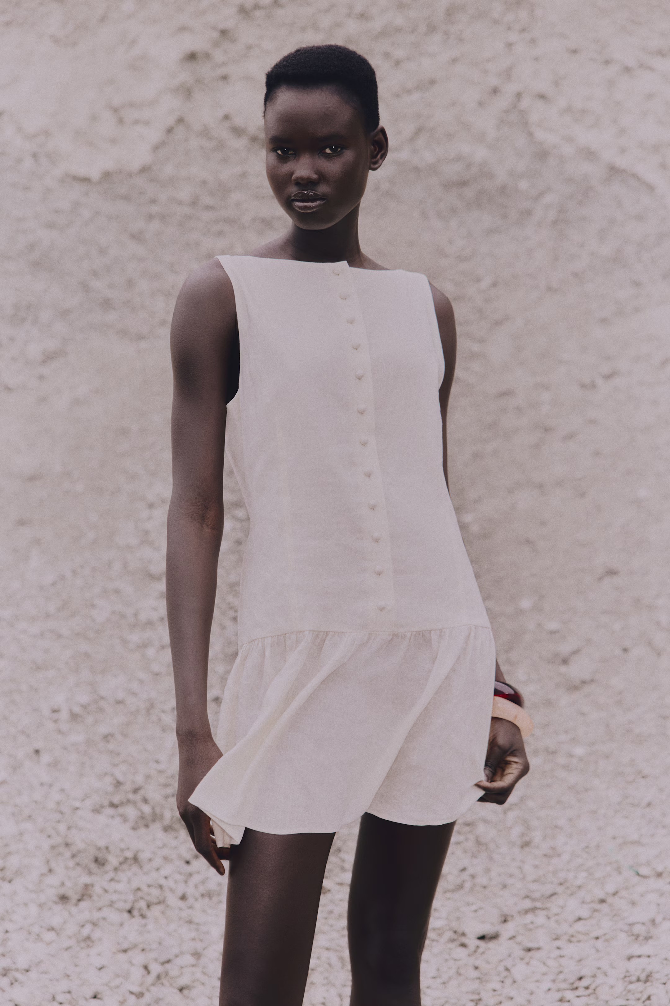 Linen-Blend Dress - Cream - Ladies | H&M US | H&M (US + CA)