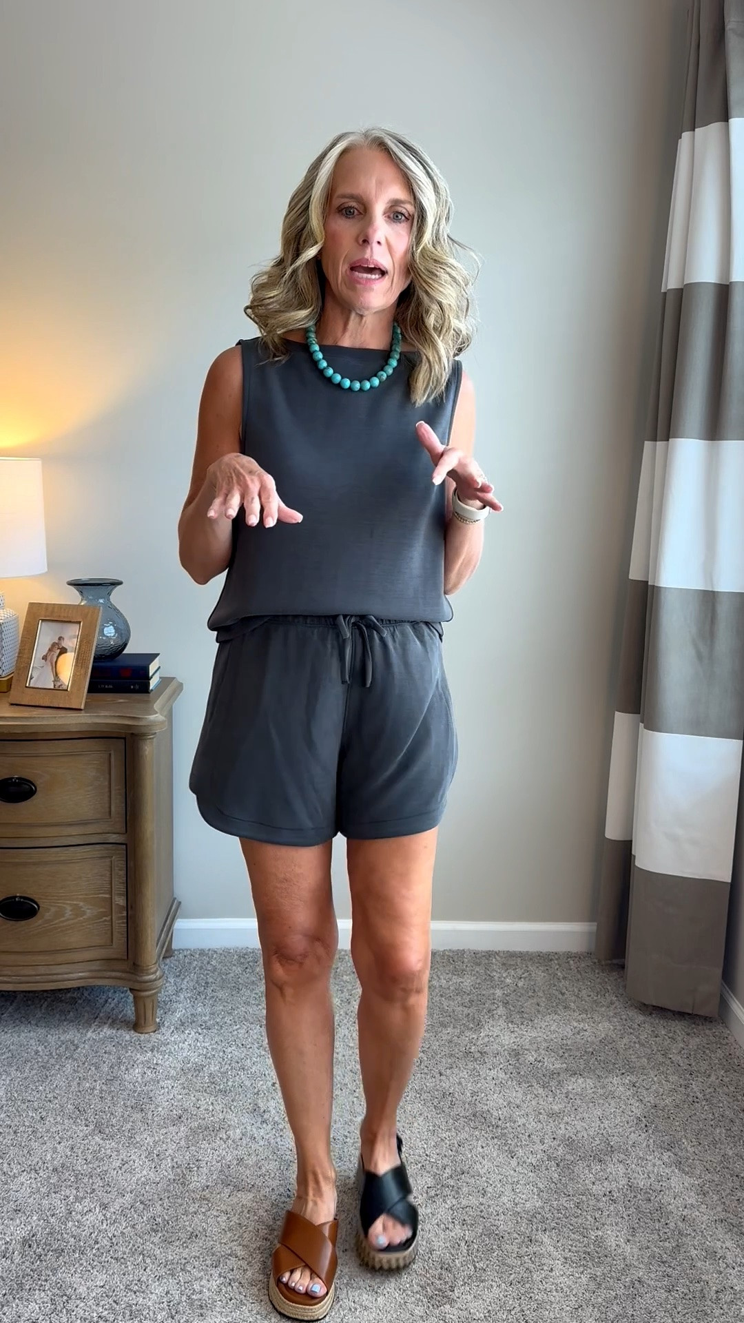 Wow! These sandals are on major sale
Wearing smalls in shorts and top 
Use LISAXSPANX on first Spanx purchase

#LTKgrwm #LTKootd #LTKSaleAlert