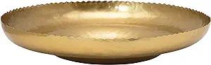 Creative Co-Op Decorative Hammered Metal Tray with Scalloped Edge Plate, 12", Brass | Amazon (US)