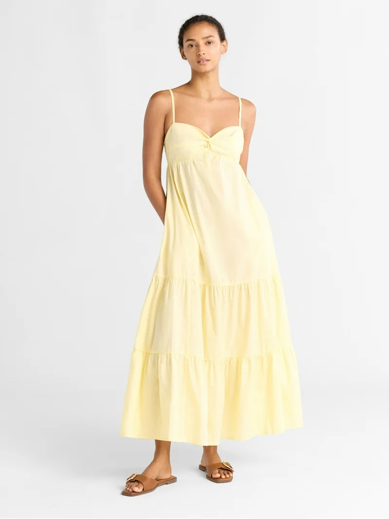 Free Assembly Women's Twist Front Cotton Maxi Dress, Sizes XS-XXXL | Walmart (US)